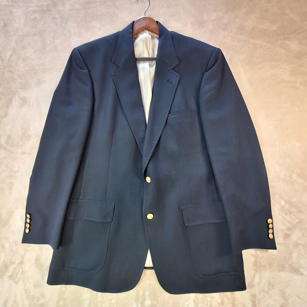 Vintage Wimbledon Blazer Mens XL Navy Gold Button Single Vent Union Made USA 90s